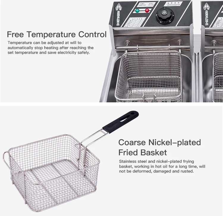 6l+6l Commercial Double Cylinder Electric Table Top Tempura Stainless Steel Fryer Buy Justa