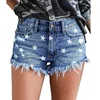 fashion pattern ripped denim shorts jeans sexy woman