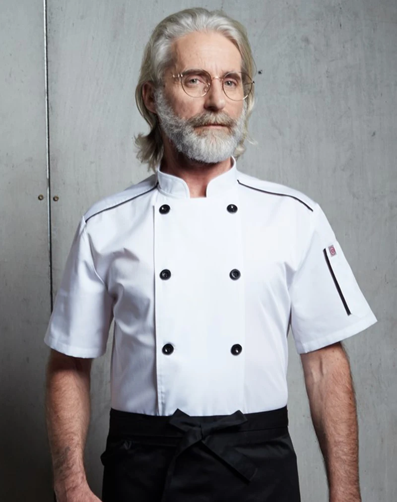 签出轻薄面料库存男式短袖清爽面料多色厨师夹克 - buy chef jacket