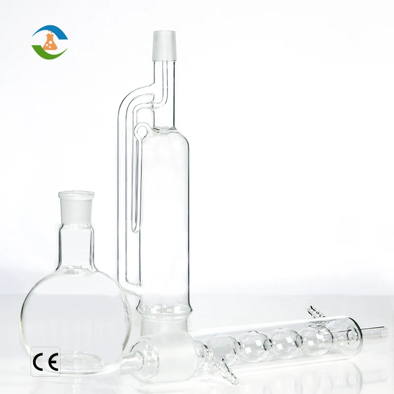Lab Glassware Soxhlet Extractor Apparatus With Coil Condenser