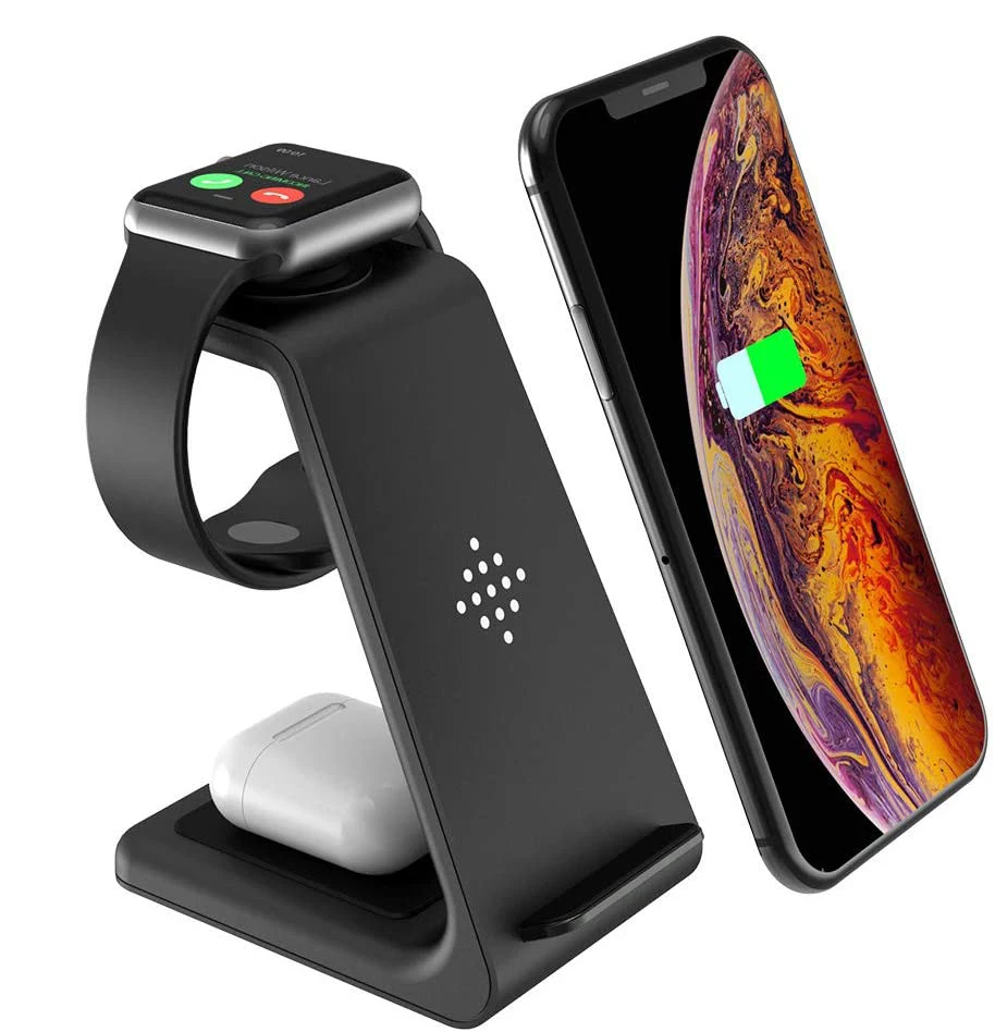 

18W Multi Mobile Fast Usb 3 In 1 Dock Stand Station Qi Wireless Charger And Holder For Iphone 11 Pro Max I Phone Airpod Iwatch