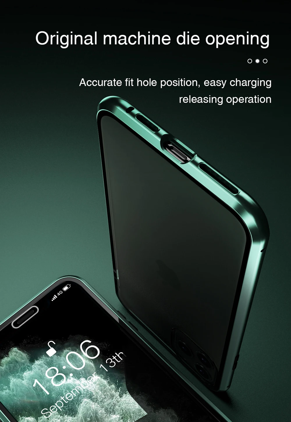 Aluminum Material Tempered Glass Case Screen Magnetic protective Cover Phone 11 Pro Max Case