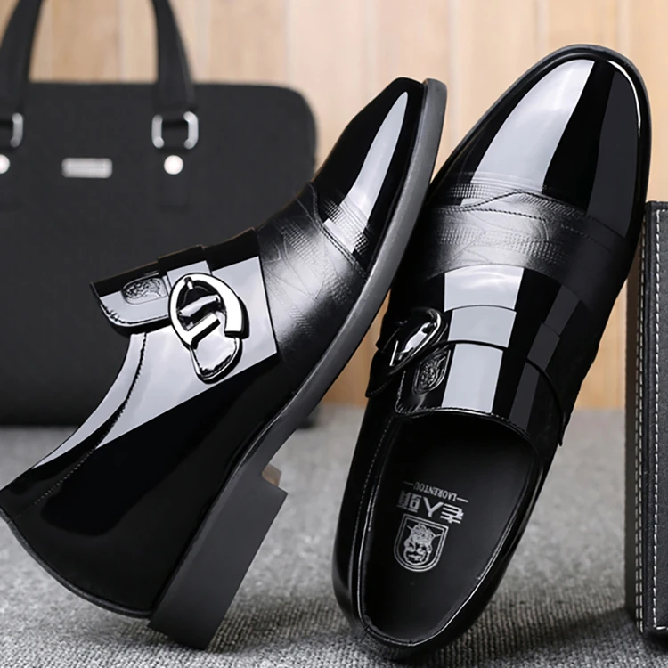 Best quality fashion slip-on mens brands leather western business dress heightening shoes