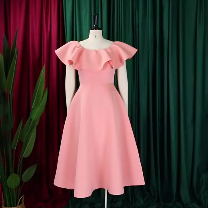 Fashion African Women Dresses Plus Size Pink Design Girls Summer Dress  Evening Formal Dresses