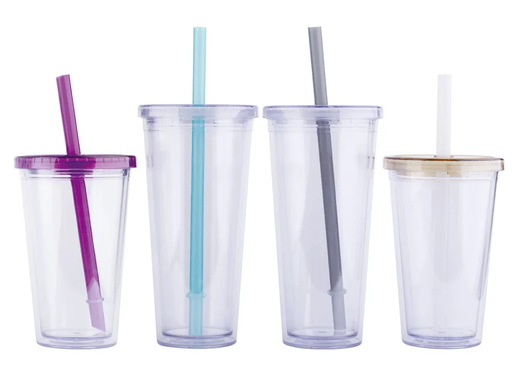 Wholesale 16oz Double Wall Cold Cup Custom Plastic Reusable Boba Tea