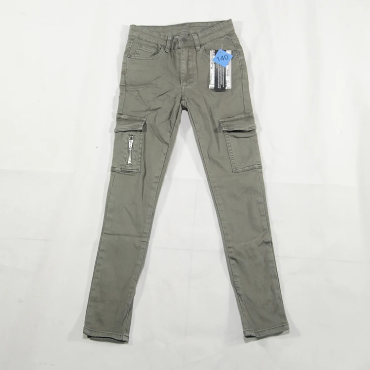 
Factory Wholesale Custom Relaxed Fit 100% Cotton Girl Multi Pockets Work Cargo jeans Pants 