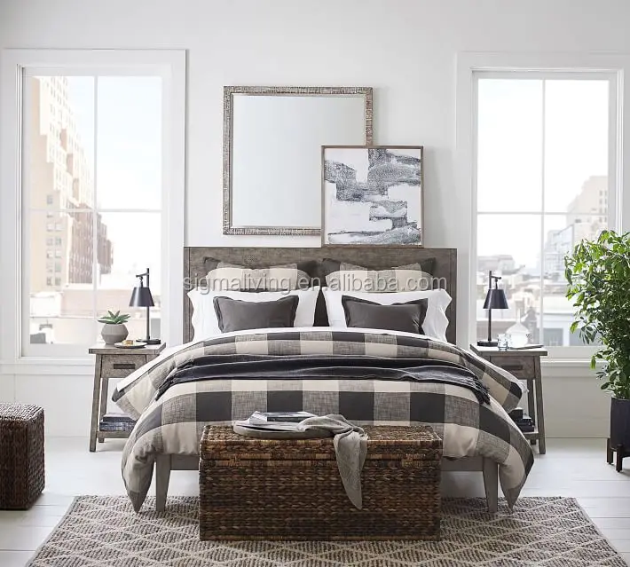 Home furniture American style wood bed living room farmhouse wood bed