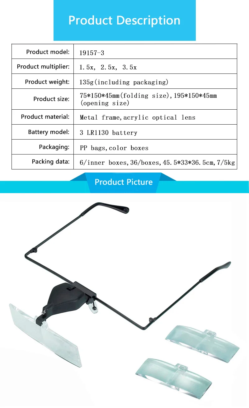 Hot Selling Hand Free Adjustable 1 5x 2 5x 3 5x Headband Led Lighting Optical Magnifier For Repair Buy Glasses Style Beauty Tools Multifunctional Acrylic Magnifier With Led Light Adjustable 3 Lens Spectacle Magnifier Product On Alibaba Com