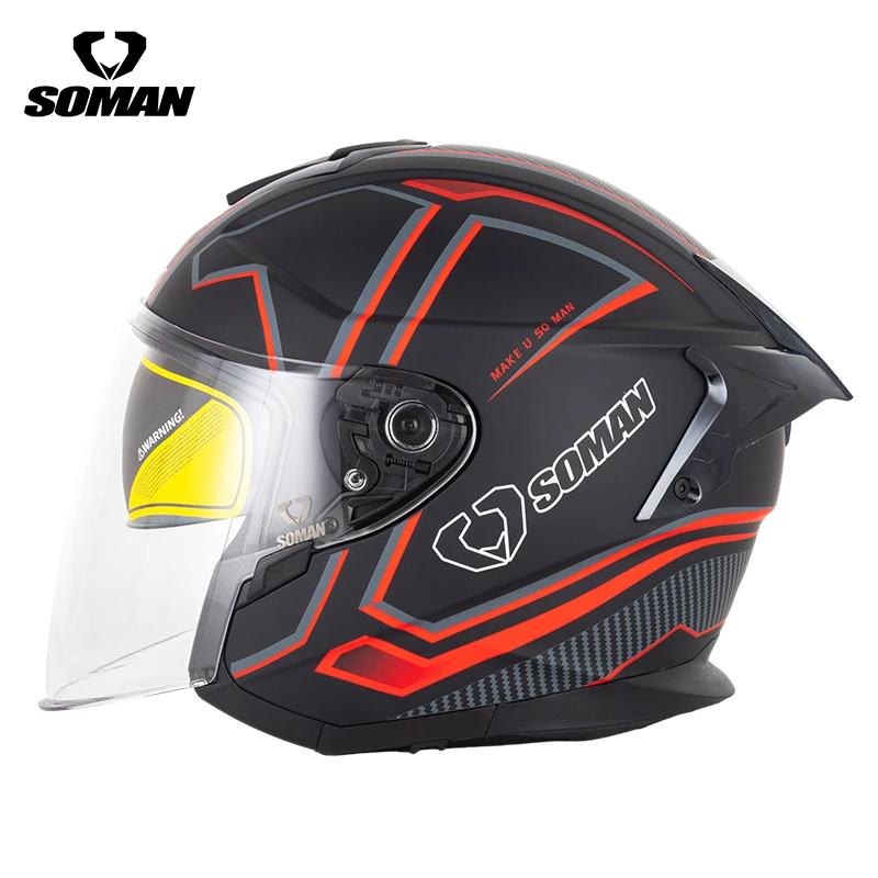 SOMAN DOT ECE 2206 Open Face 3/4 Helmet - Double Visor