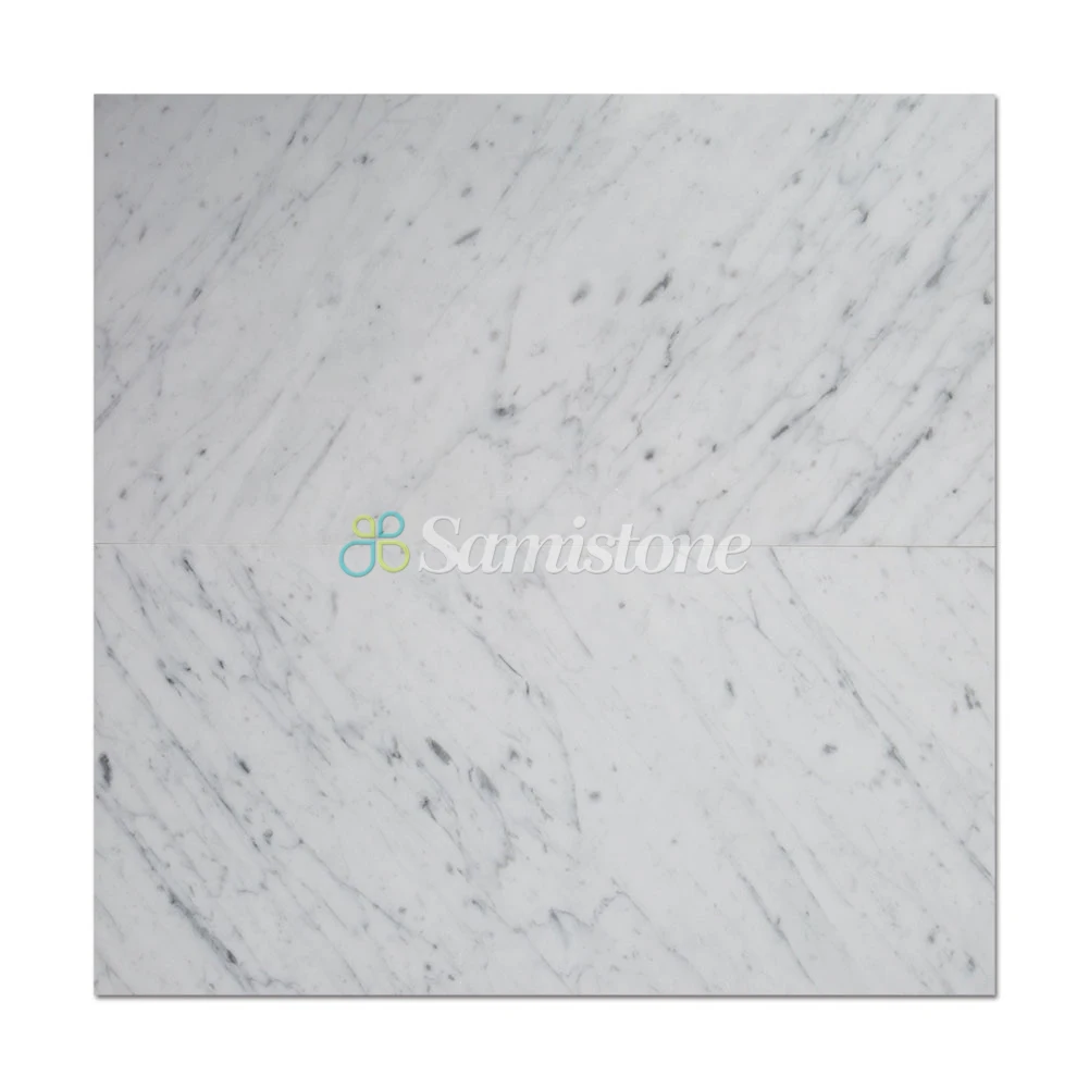 Samistone Polished 12x24" Carrara White Natural Marble Stone Tiles for Floor