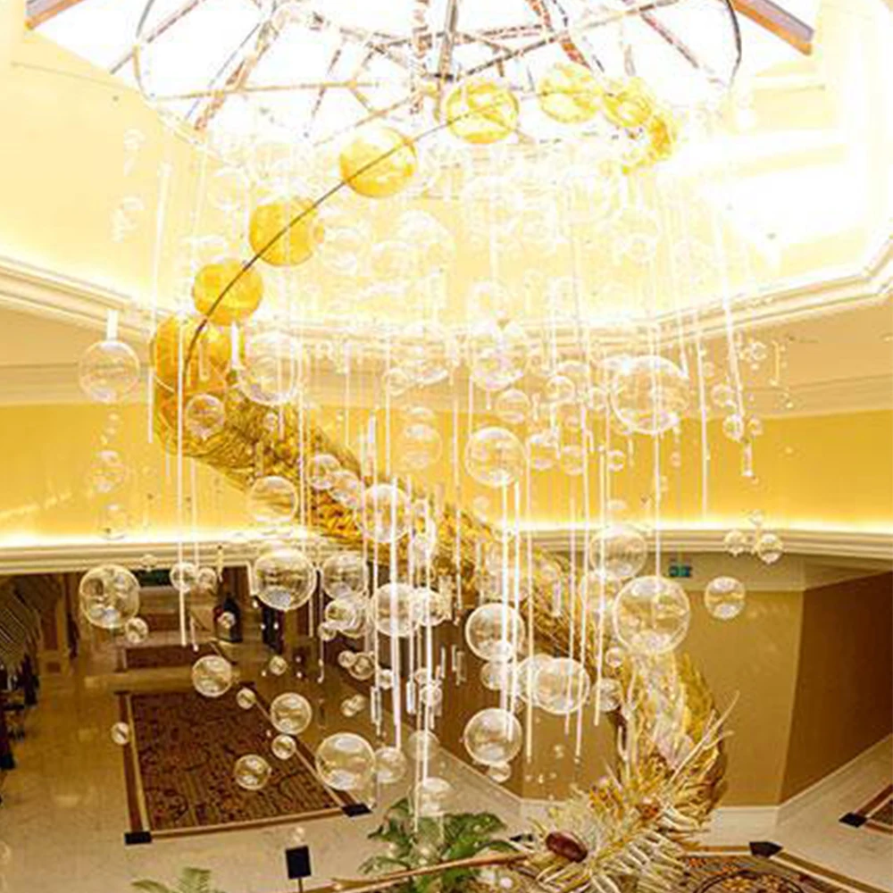 Hotel Lobby Foyer Staircase Decoration Restaurant Lustre Murano Bubble Glass Chandelier Custom Pendant Lighting fixture