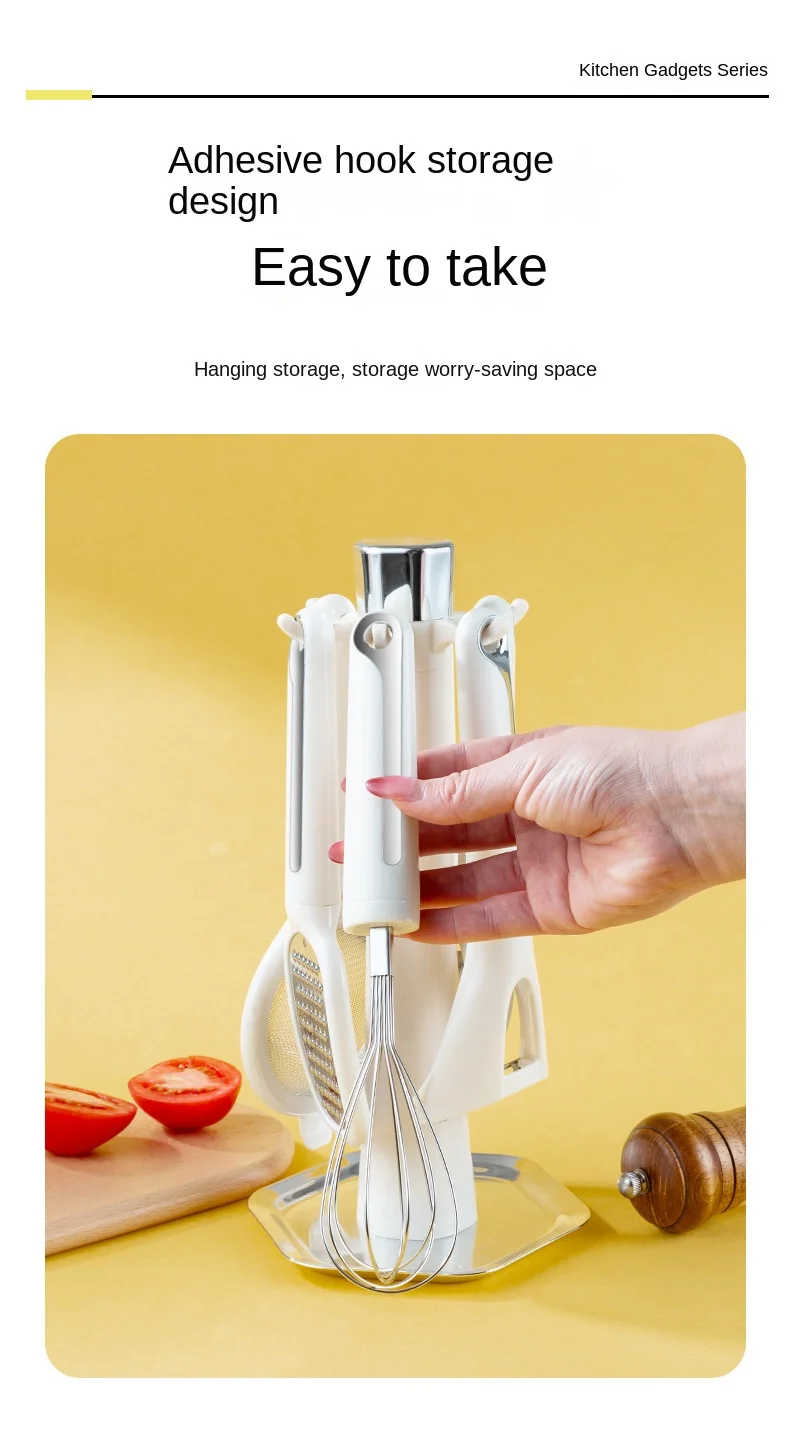 product 7 piece stainless steel manual mixing egg beater set cross border kitchen utensils with pp plastic gadgets for baking  cooking-8