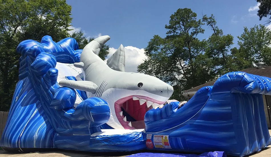 giant inflatable shark water slide