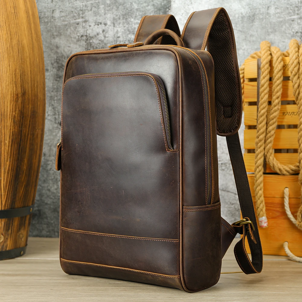 Leather laptop backpacks for men best sale