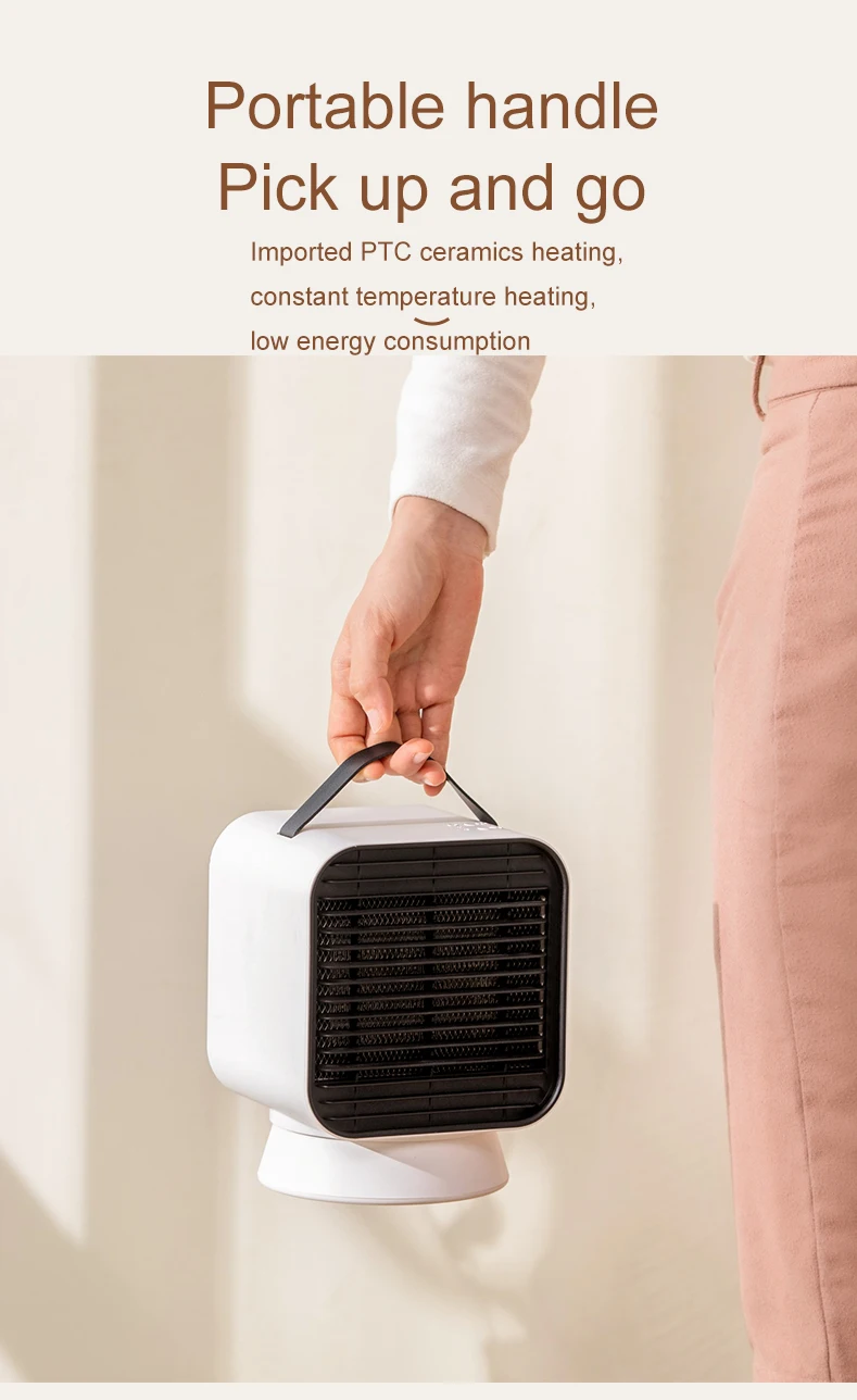 New Desktop Electric Mini Heater Adjustable Thermostat PTC Ceramic Element Heating Small Portable USB Space Fan Heater For Home