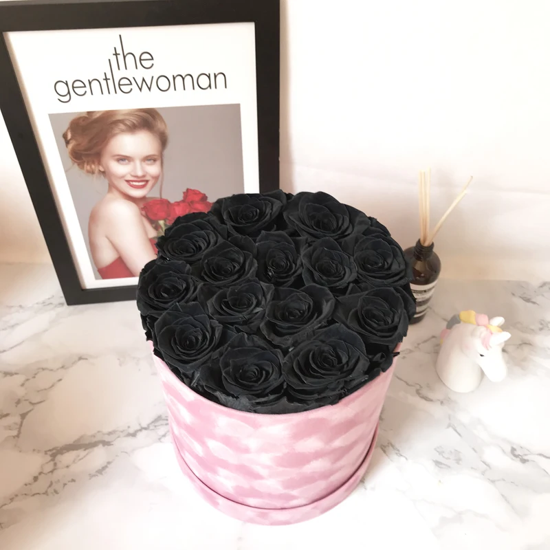 Junio Various Sizes Velvet Round Flower Box With Preserved Roses Buy