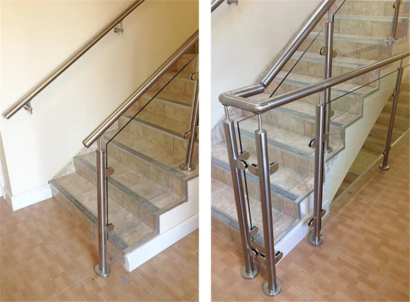 Customized Metal Indoor Railing Tempered Glass Stair Railing For Home Use