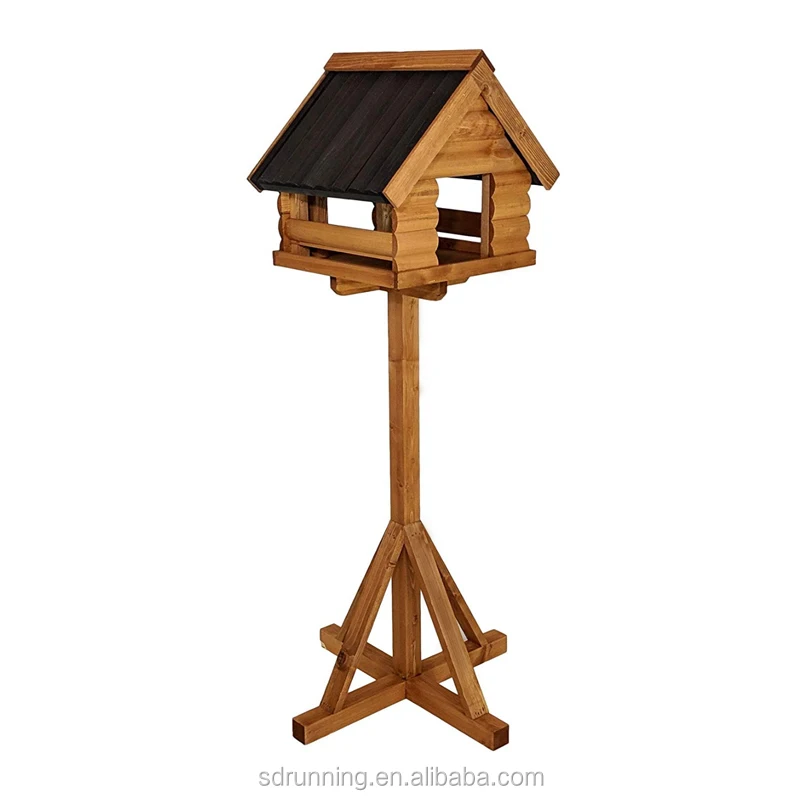 Bird Stand Feeder Table Feeding Station Garden Wood Coop Parrot Nesting Stand 