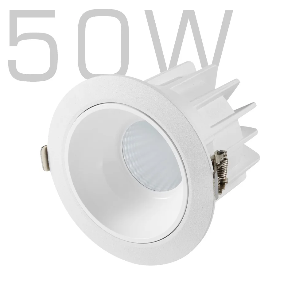 50W Down Light Indoor Iluminacion Anti Glare Ceiling Flush Mount Down Light COB LED Spot Recessed Comercial Lighting