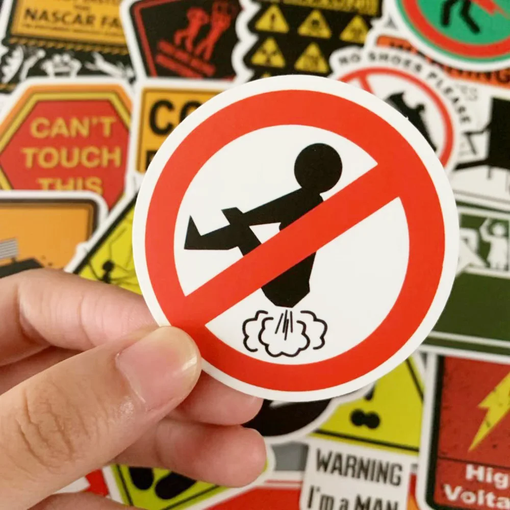 有趣的警告标志防水涂鸦摩托车贴纸