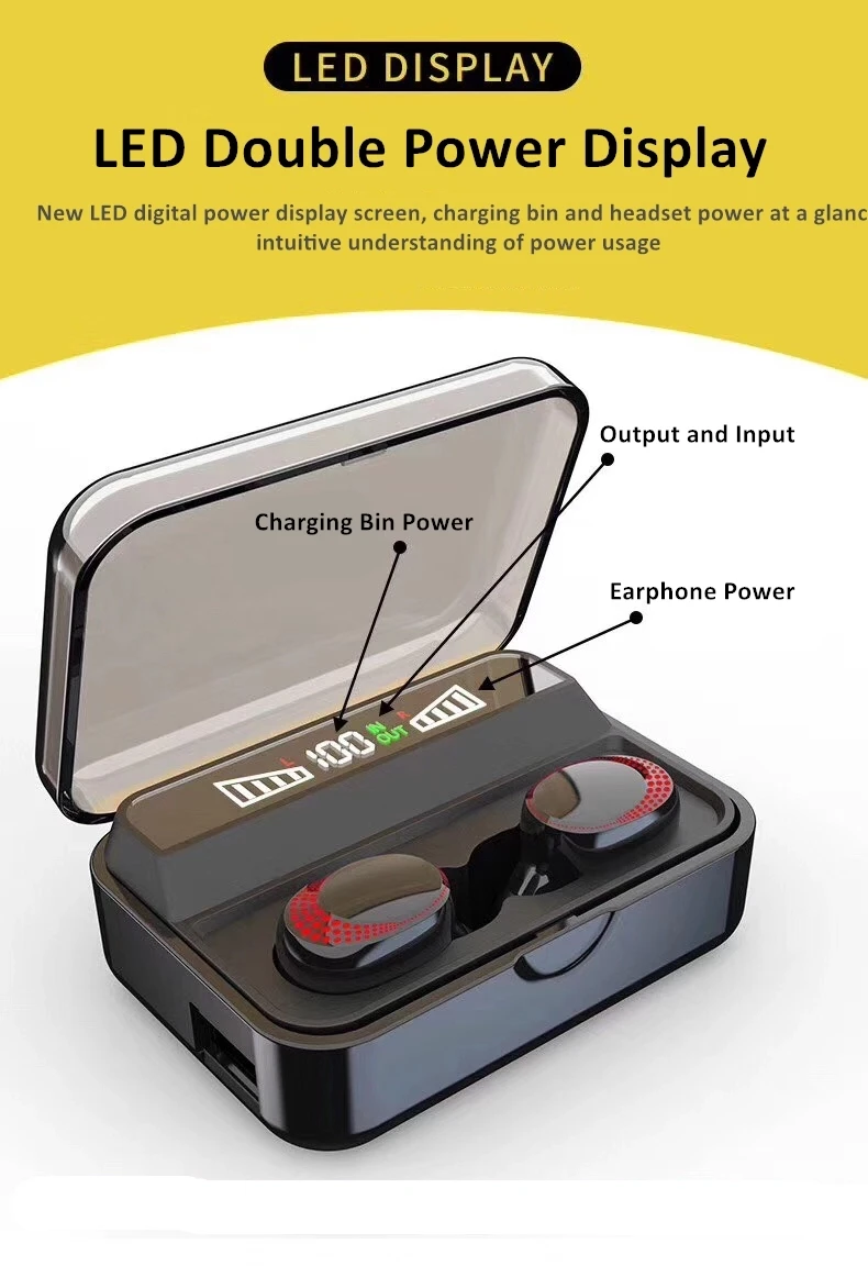 2020 Waterproof bluetooth earphone led display powerbank wireless power bank s590 s590B tws earbuds with power bank - ANKUX.COM