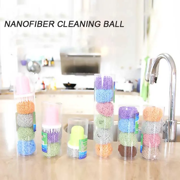 Home Gadgets Best Selling Products Eco-friendly Dishwashing Pot Artifact Nano Polyester Fiber Colorful Kitchen Cleaning Ball 