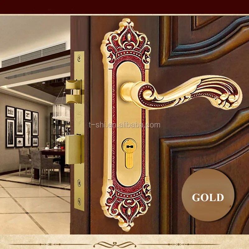 Gold Solid Brass Interior Lever Door Handles Set With Key Bedroom Door Lock Buy Door Handles Door Lock Brass Handle With Lock Product On Alibaba Com