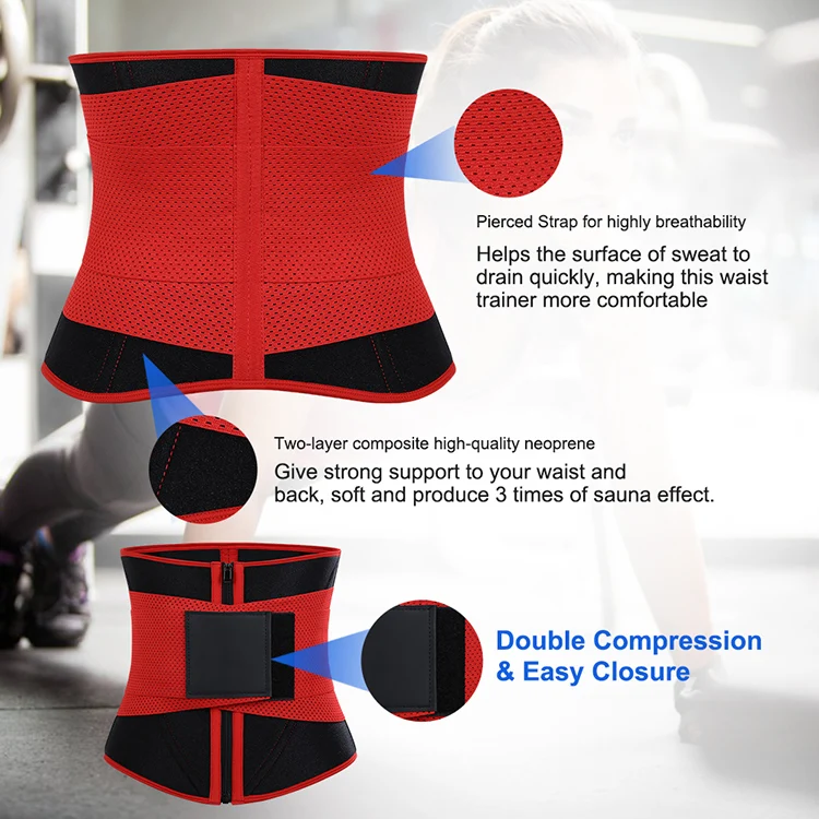 Custom Logo Compression Elasticity Sauna Sweat Neoprene Slimming Waist Trainer Workout Back Support Waist Trimmer Belt