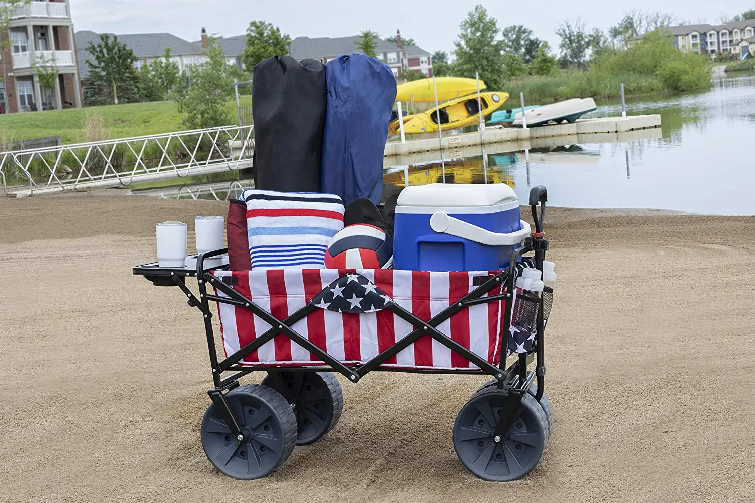 Collapsible Beach Trolley Cart All Terrain Foldable Cart Beach Wagon