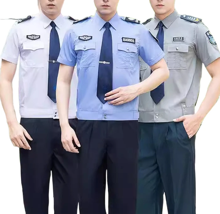 Wholesale Custom Short Sleeve Gray Private Security Uniform Suit Shirt Security Clothing Security Gu