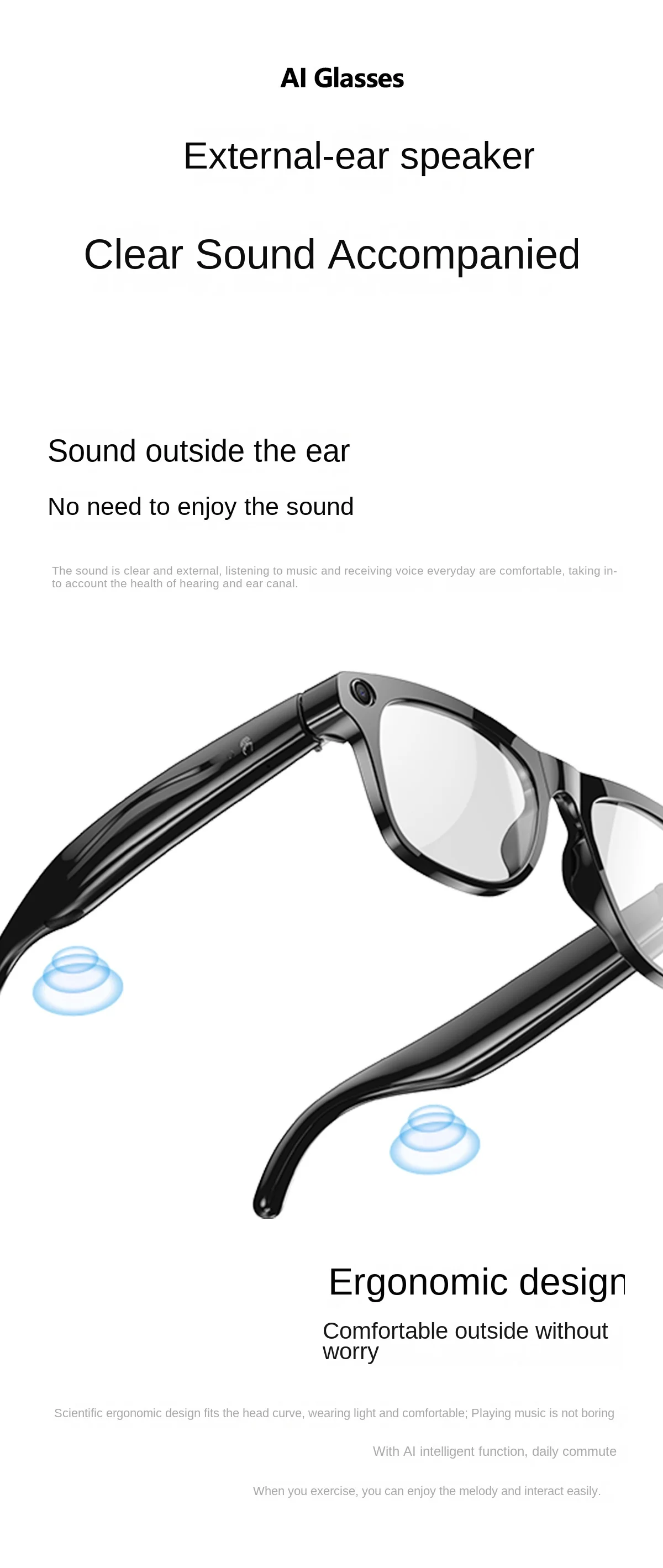 Mr Accessory XK One Pro AI Smart Glasses with Camera Translate Talk Music Features ...