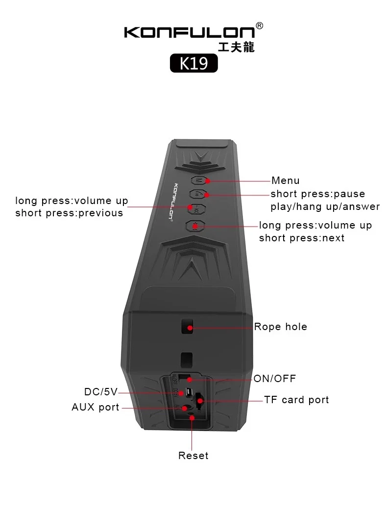 Konfulon Portable Speaker Waterproof Bluetooth Wireless Outdoor Speakers Shower Speaker Bluetooth Waterproof IPX-5 For Go Hiking - ANKUX.COM