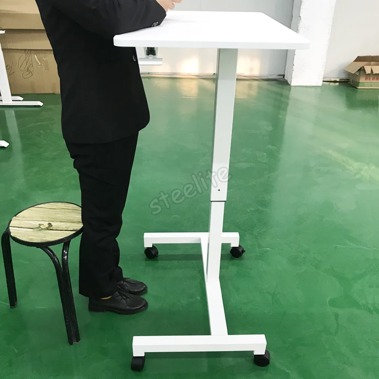 Manual Height Adjustable Sit And Stand Desk Single Column Gas Lifting ...