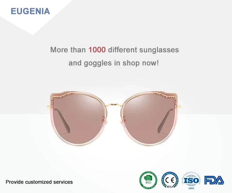 EUGENIA  Trendy Women Polarized Sun Glasses Oversize Frame Cat Eye  Private Label Sunglasses Newest 2019