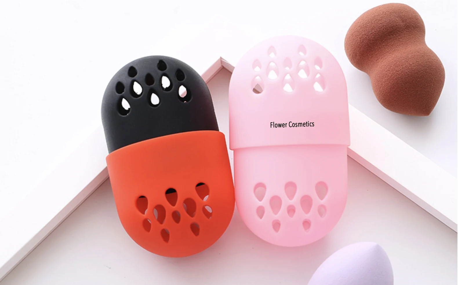 Silicone Glam Drop Beauty Sponge Travel Case Makeup Sponge Foundation