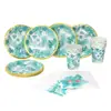 Tropical Summer Boho Jungle Disposable Paper Cups Napkin Plates Straw Party Table Ware