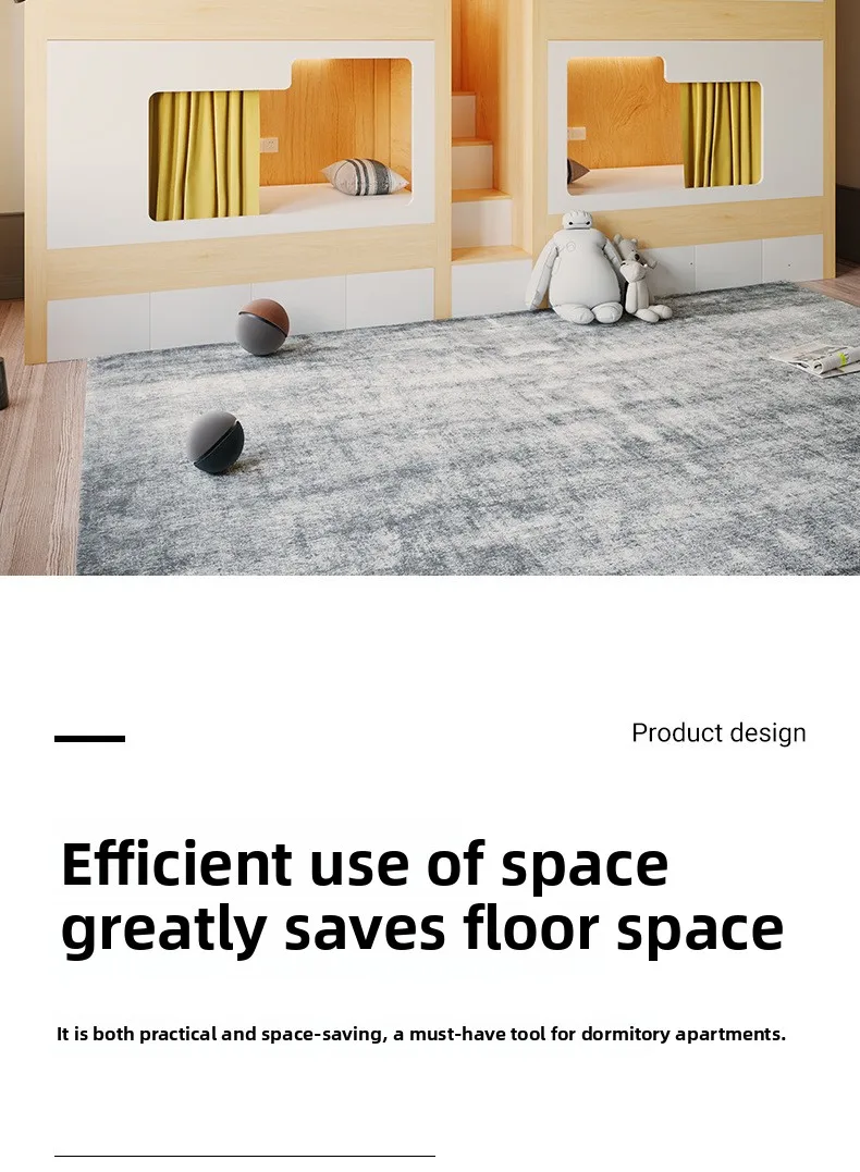 product custom metal material solid wood space capsule bunk bed kids and students apartment dormitory bunk bed with slide-7