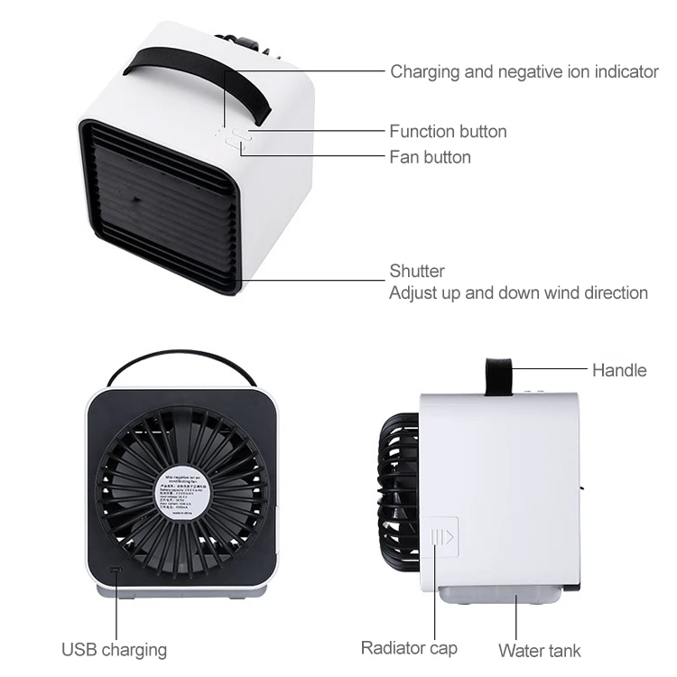 Air Humidification Cooling Fan Desktop Mini Negative Ion Air Purification Conditioner Fan
