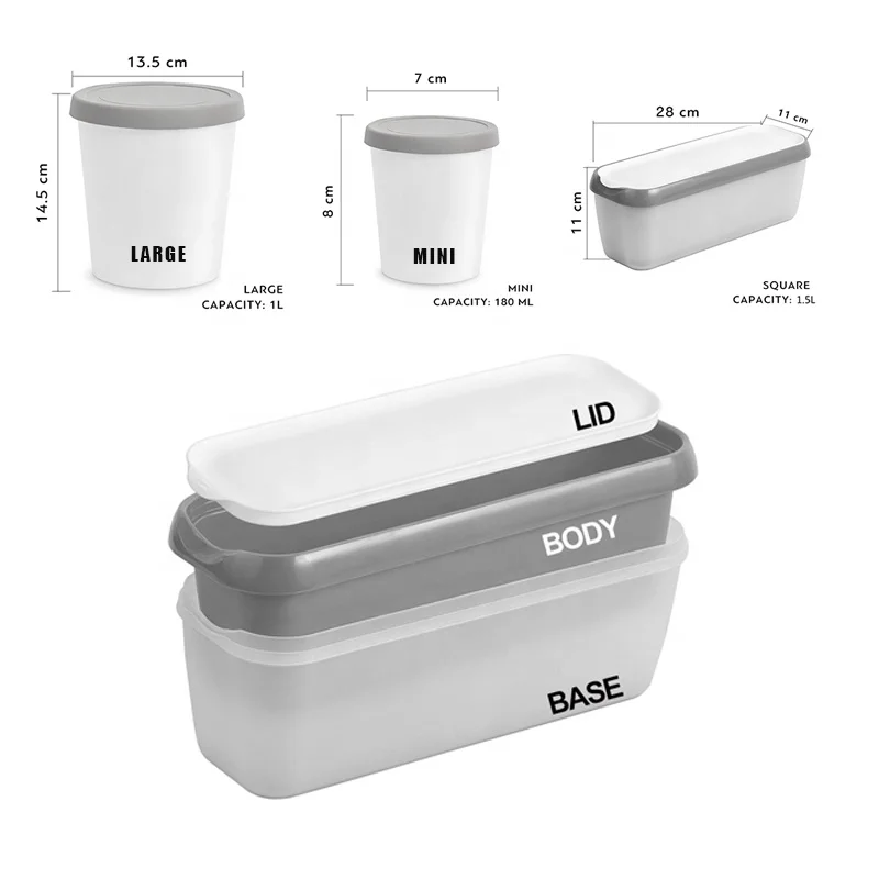 Different Size Ice Cream Container Tub With Lid Ice Cream Plastic Cup