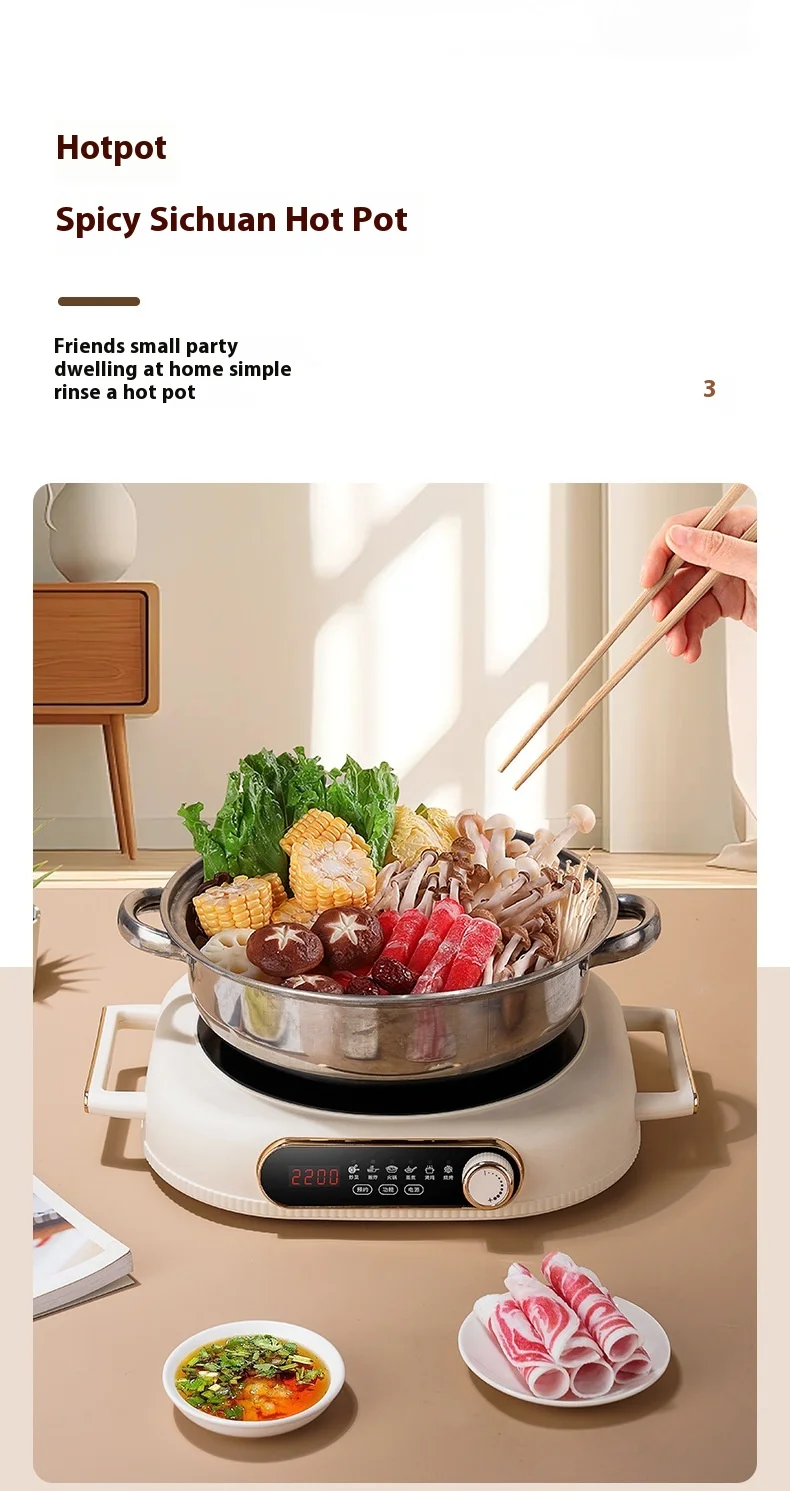 3500W High Power Smart Electric Ceramic Cooktop with Semi-Crystal Panel & 3H Timer for Home Use