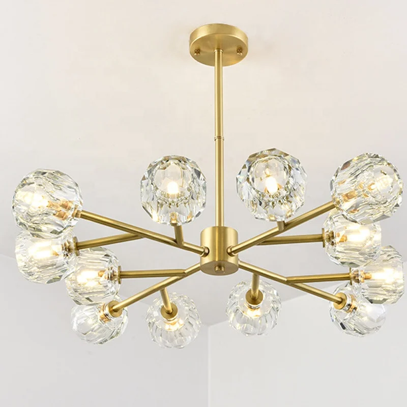 New nordic gold wedding decorative luxury sputnik pendant lighting led modern chandelier crystal