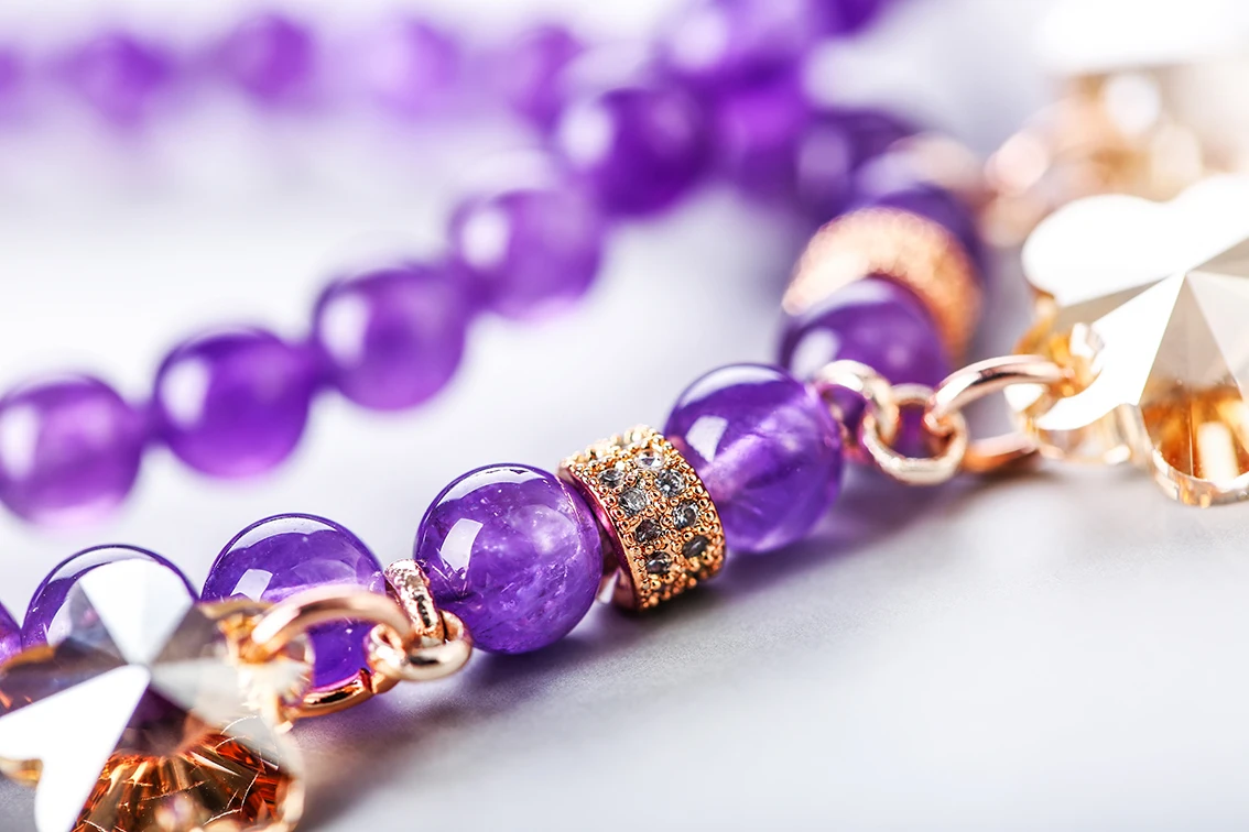  Purple Glass Quality Beads Bracelets Women Jewelry Birthday Gift High Quality Beads Bracelet(图6)
