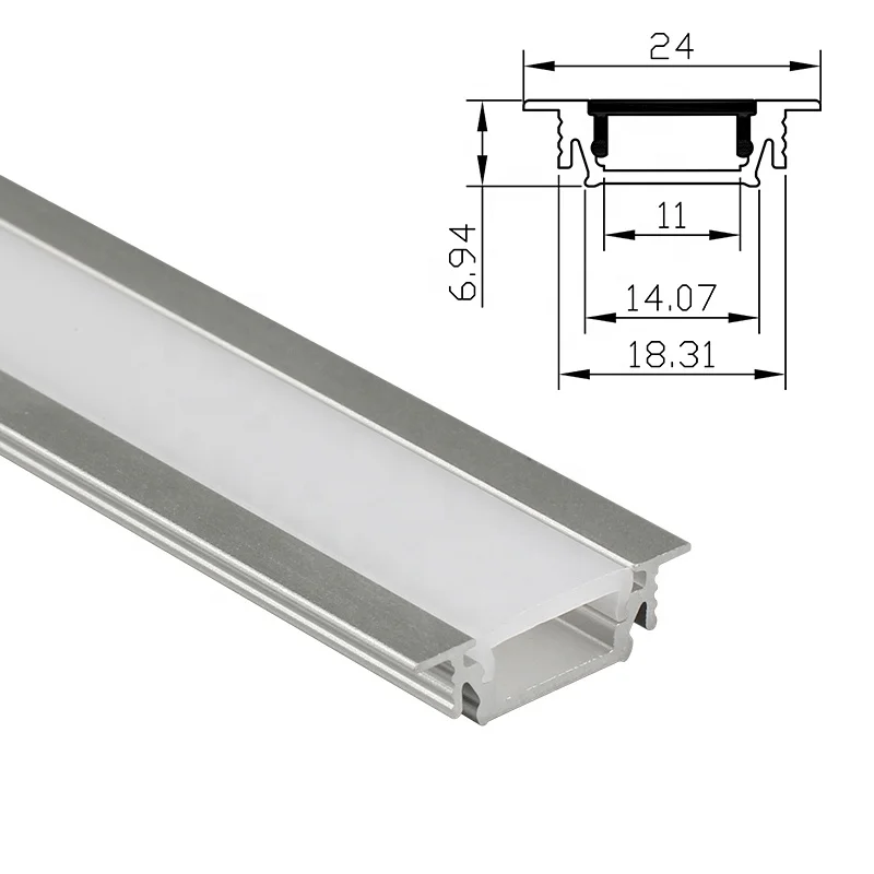 B2407 led aluminum channel led recessed linear light for cabinet light led touch sensor switch