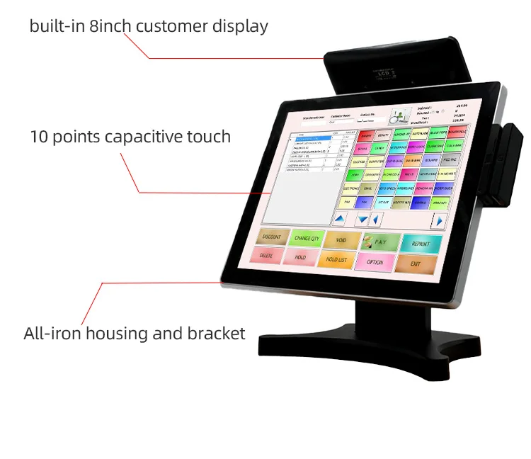 15Zoll TFT-LCD Touchscreen Monitor Cash Register Display für VOD-System+POS Stan 