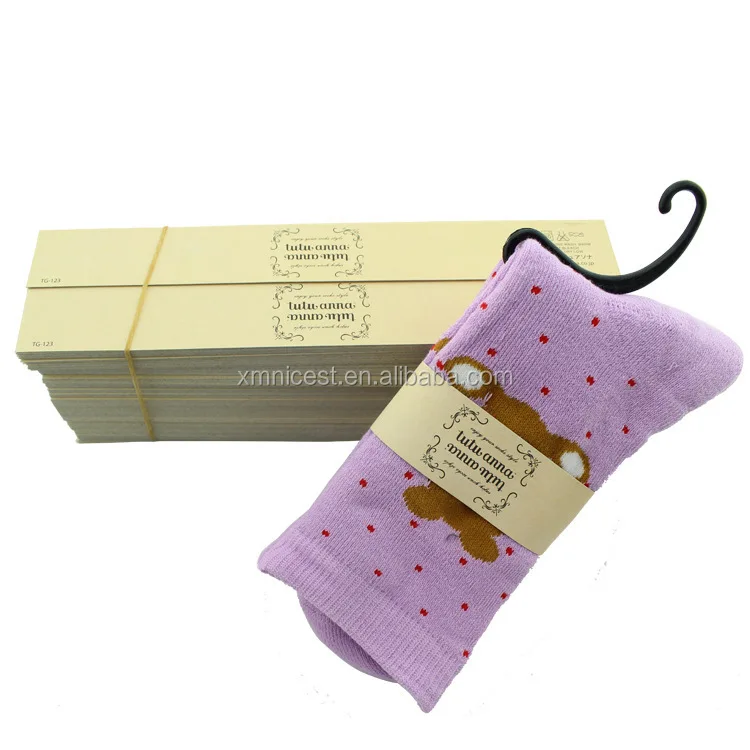 Sock Paper Label Custom Printed Recyclable Cardboard Wrap Around Paper Labels for Socks ...