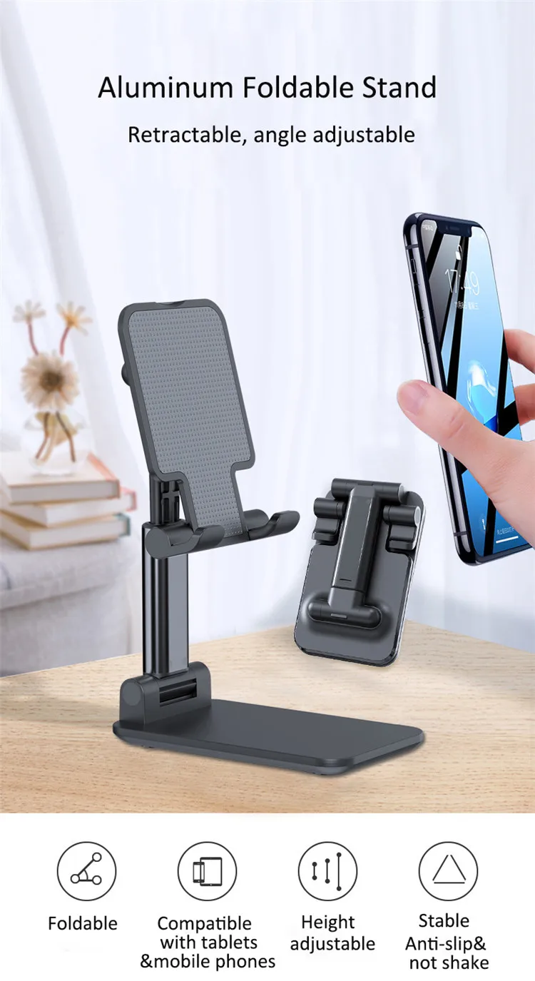 Desktop adjustable phone stand Portable Aluminum foldable cell phone stand