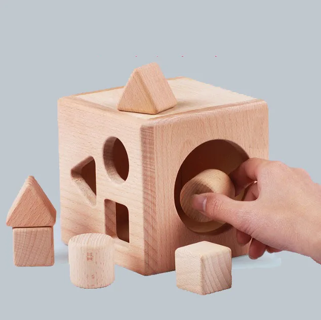 Wooden Shape Sorter Box Baby Geometric Building Block Sorting