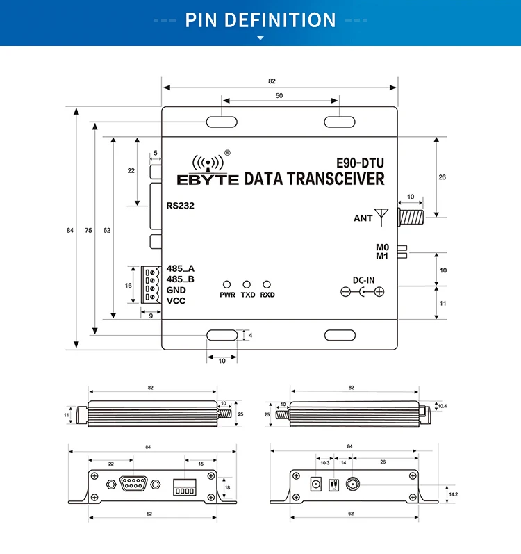 Ebyte Dtu Rs485 Rs232 Full Duplex High Speed Wireless Transceiver Fec