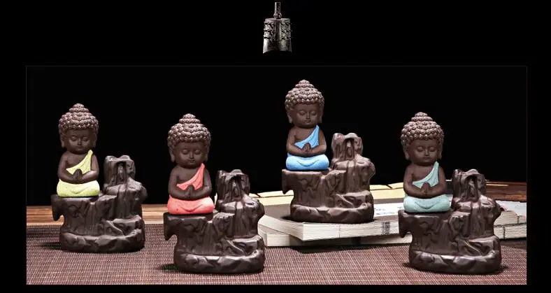 Worldwide Free Shipping The Little Monk Censer Creative Home Decorative Small Buddha Incense Holder Backflow Incense Burner