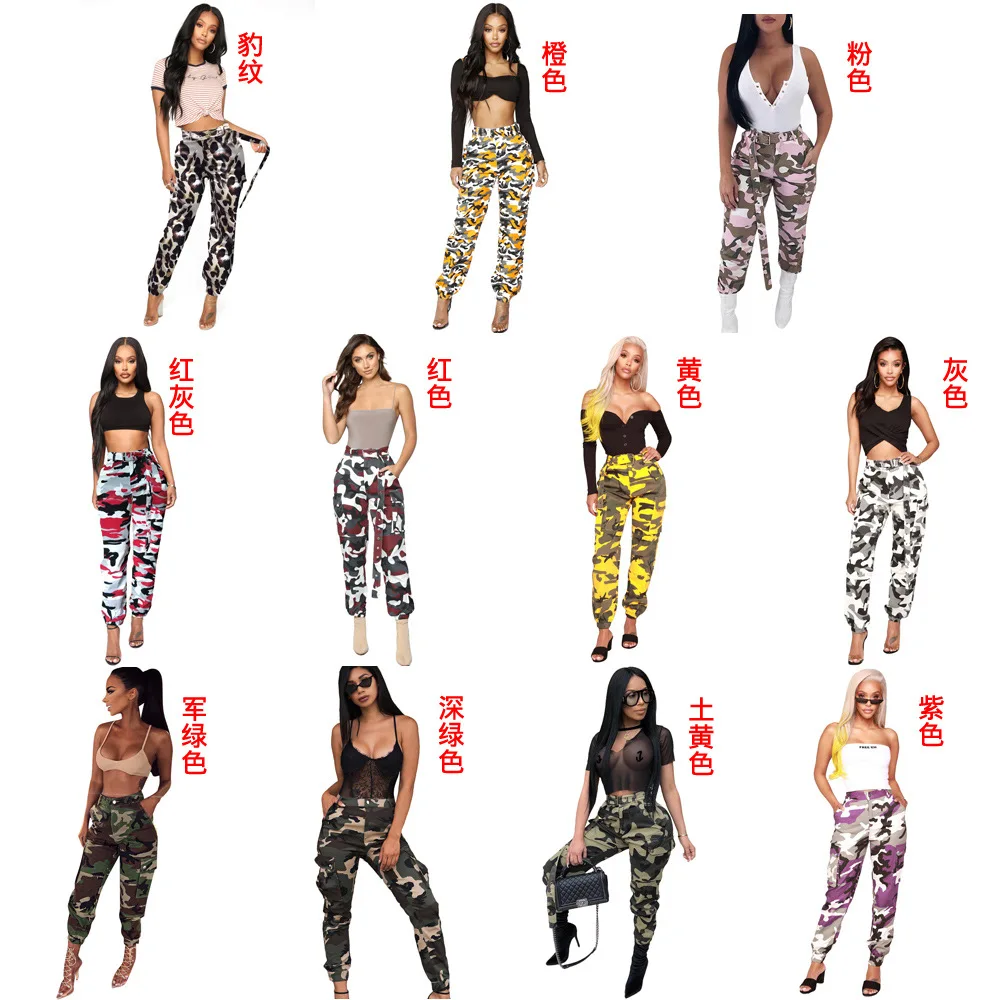 Autumn And Winter Women Camouflage Pants Women High Waist Pockets Denim Pant Female Skinny Trousers